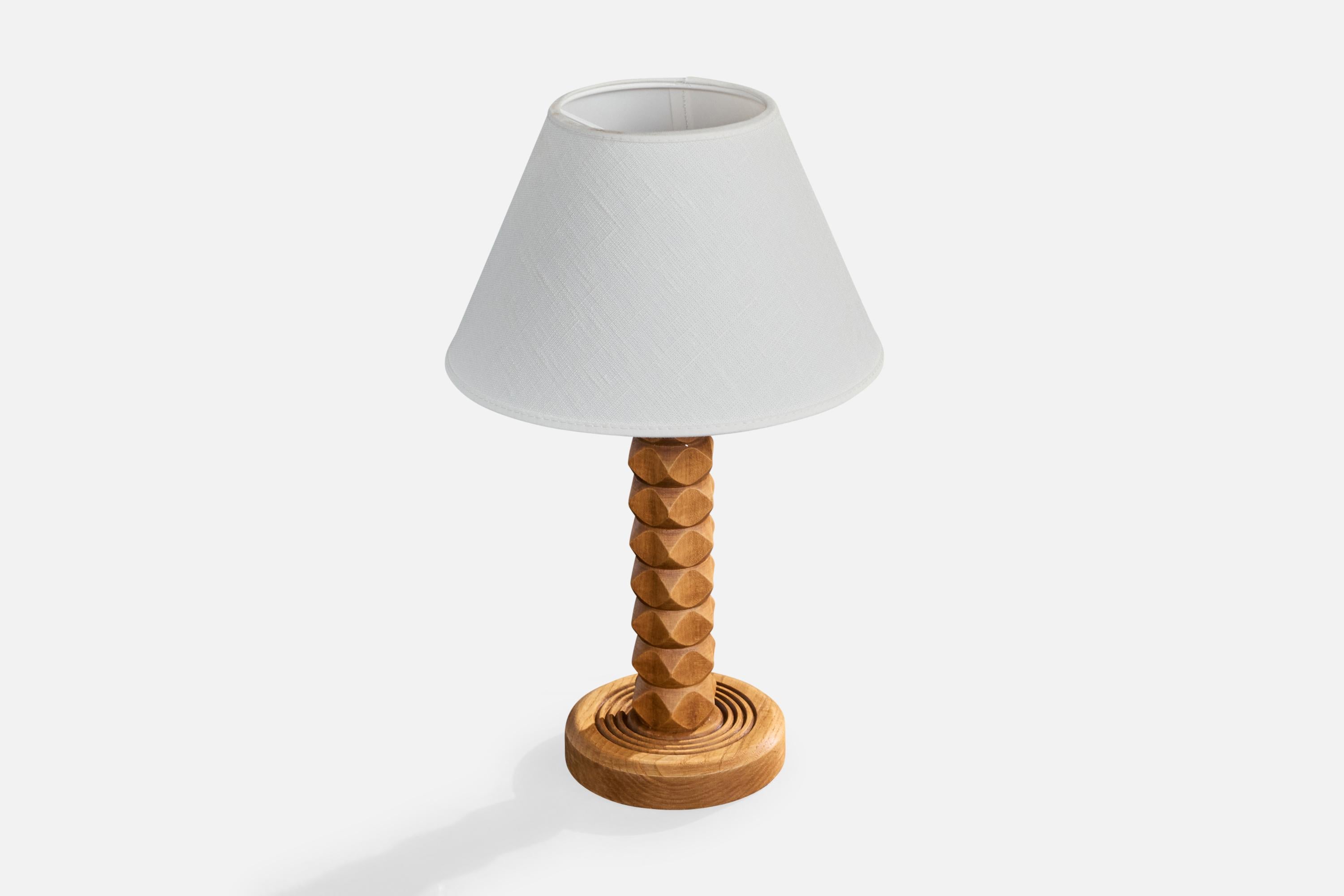 Mid-Century Modern French Designer, Table Lamp, Wood, France, 1950s For Sale