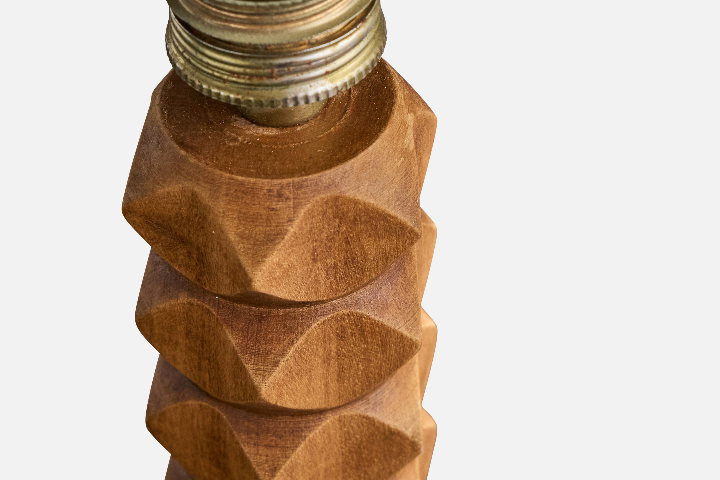 Mid-20th Century French Designer, Table Lamp, Wood, France, 1950s For Sale