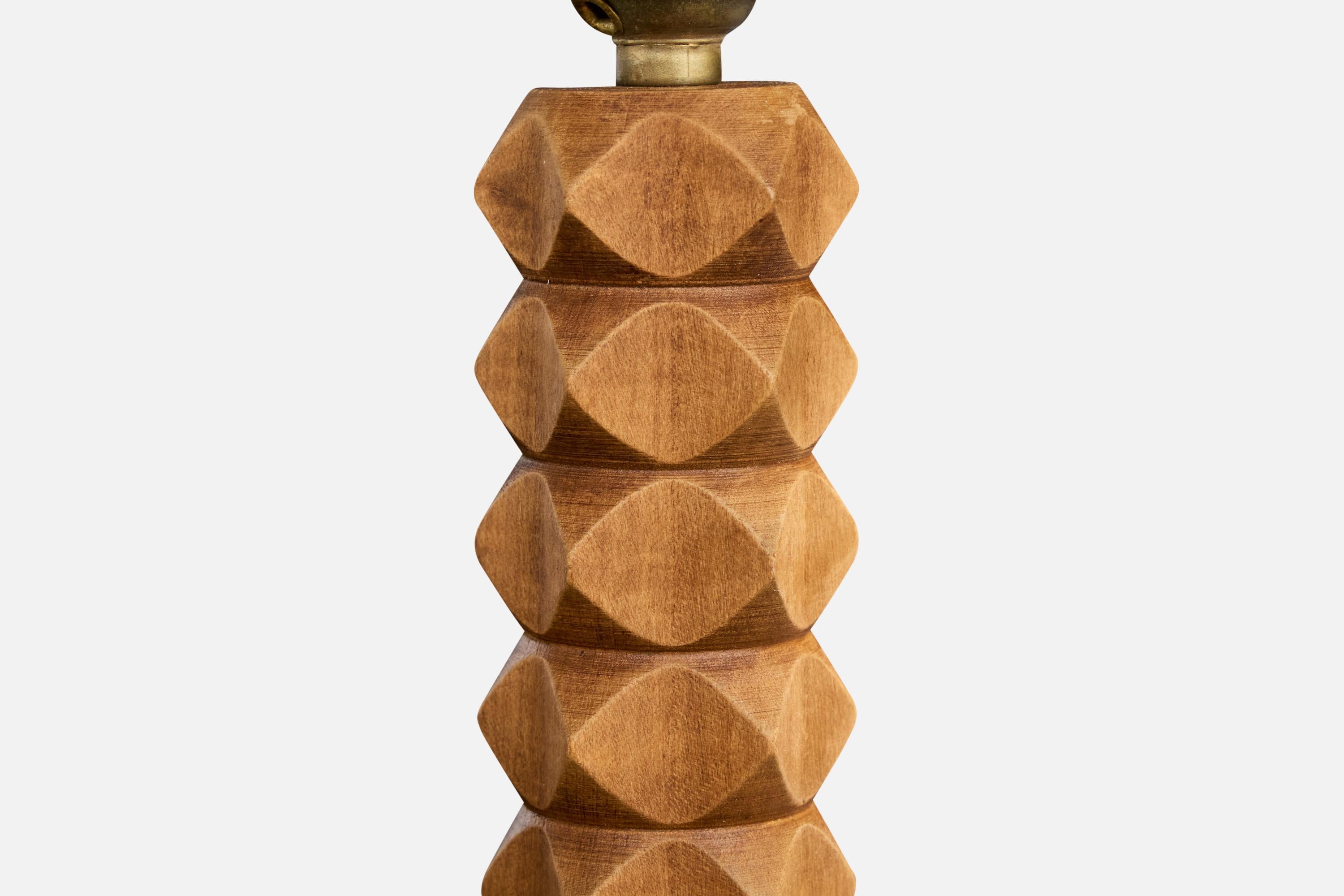 French Designer, Table Lamp, Wood, France, 1950s For Sale 1