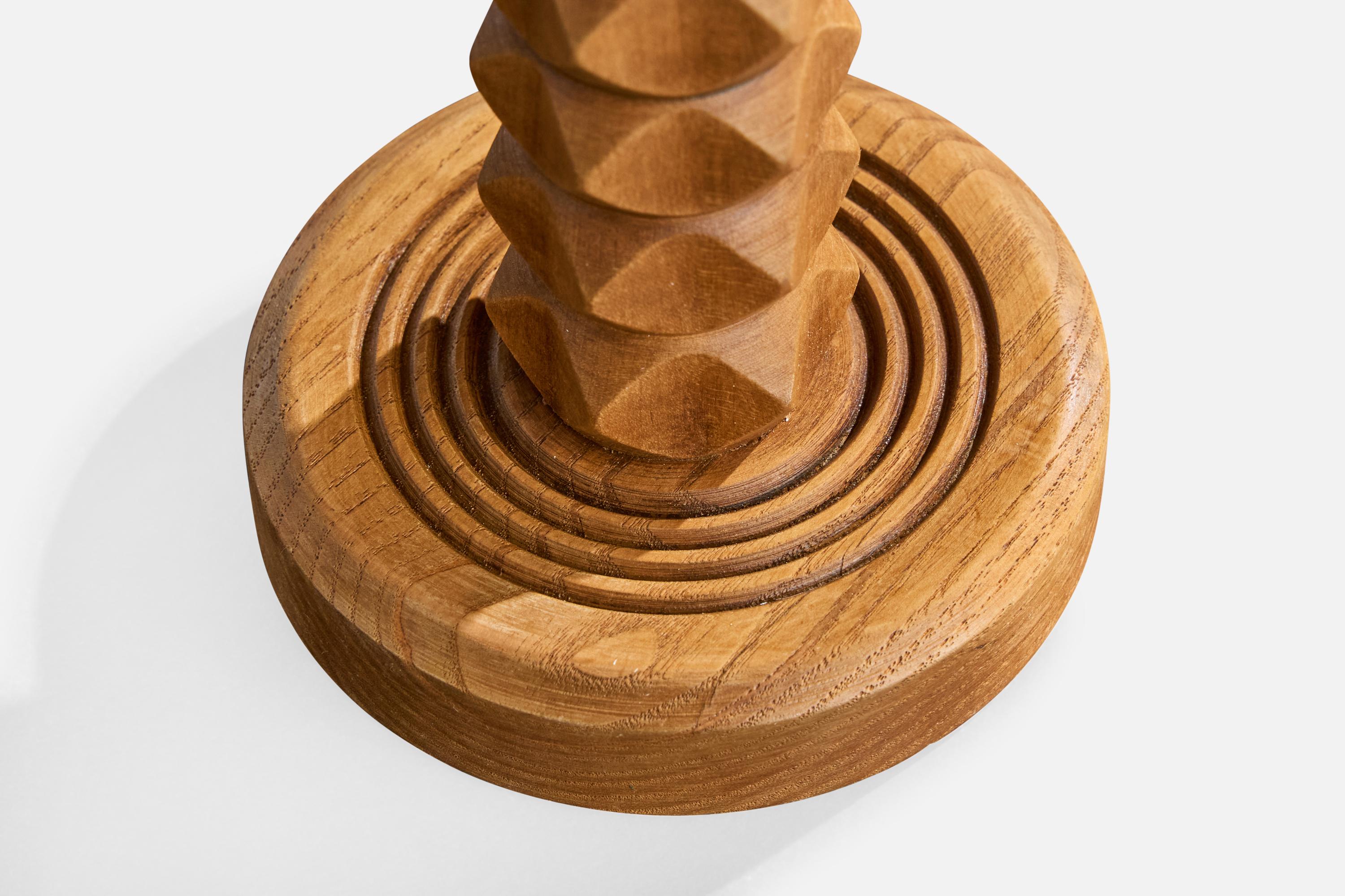 French Designer, Table Lamp, Wood, France, 1950s For Sale 2