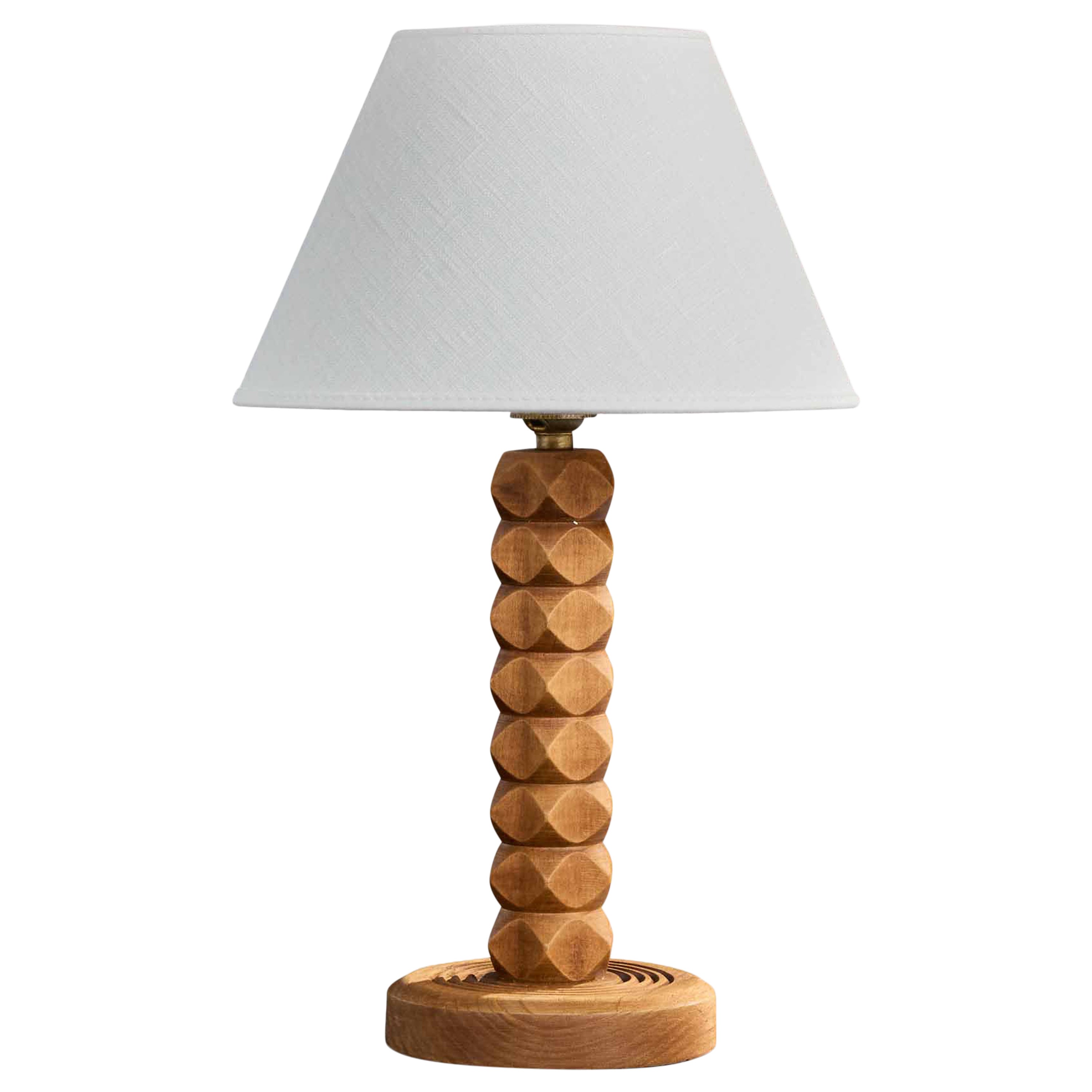 French Designer, Table Lamp, Wood, France, 1950s For Sale