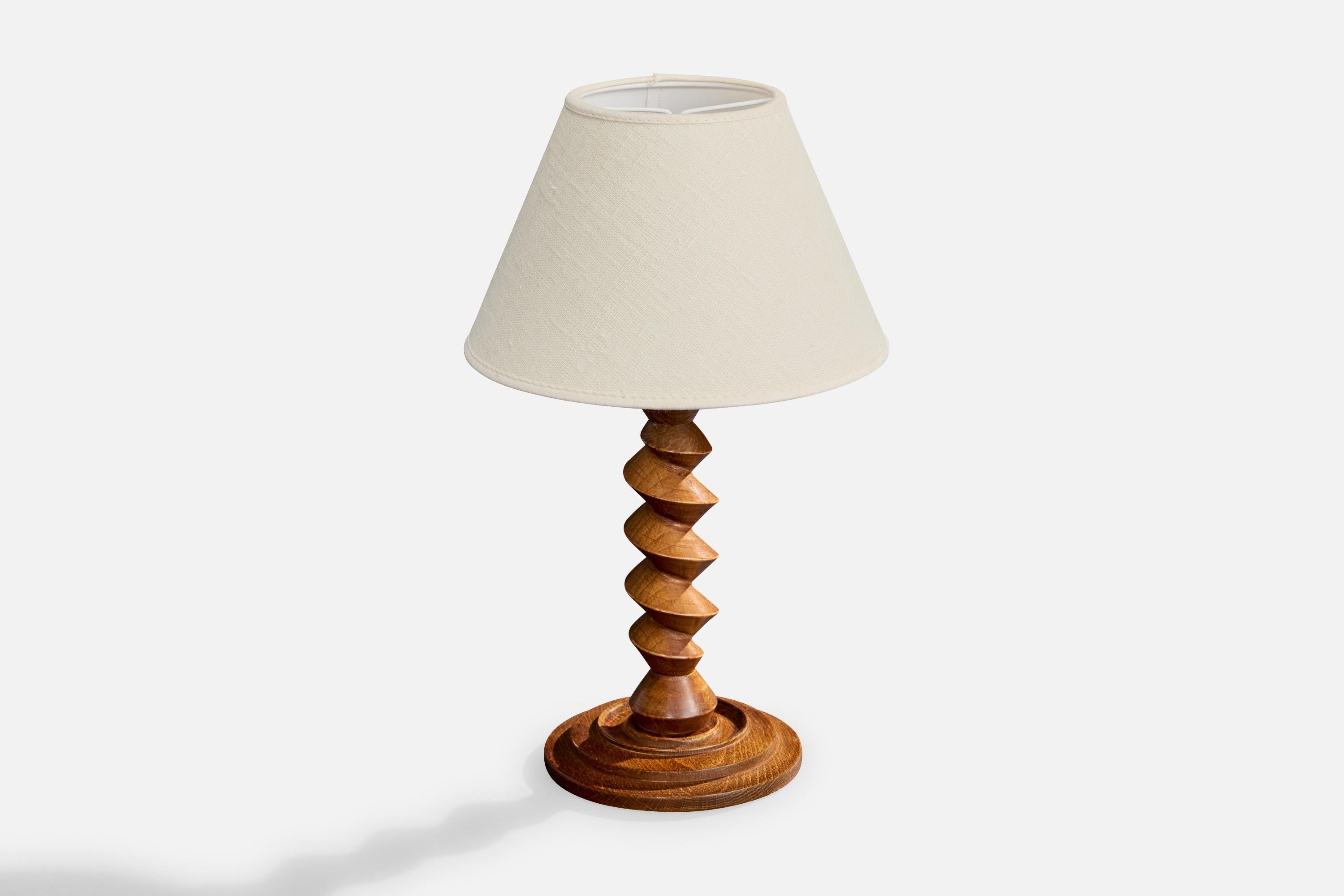 Französischer Designer, Tischlampe, Holz, Frankreich, 1960er Jahre (Moderne der Mitte des Jahrhunderts) im Angebot