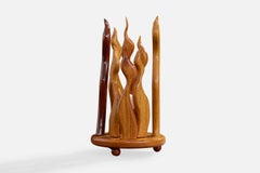 French Designer, Table Lamp, Wood, France, 1970s