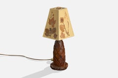 Lampada da tavolo di design francese, Wood, Pergamena, Francia, anni '50