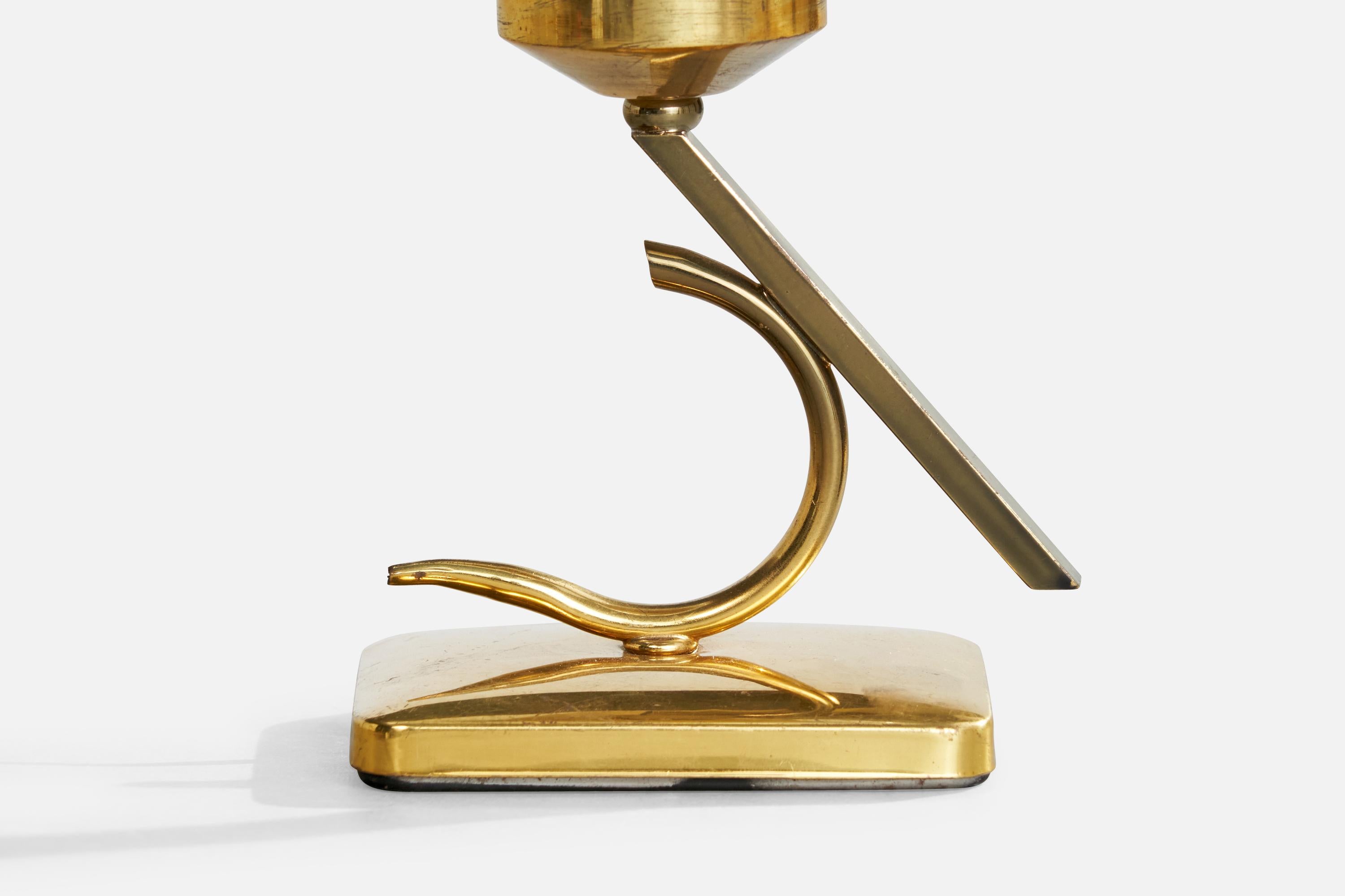 Französische Designerin, Tischlampen, Messing, Glas, Frankreich, 1950er Jahre im Angebot 6