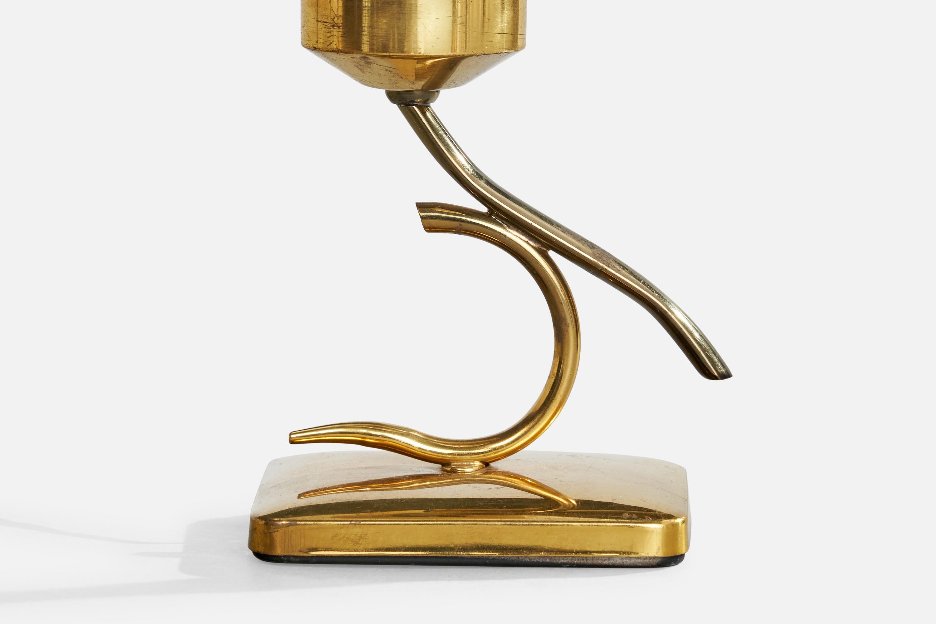 Französische Designerin, Tischlampen, Messing, Glas, Frankreich, 1950er Jahre im Angebot 7