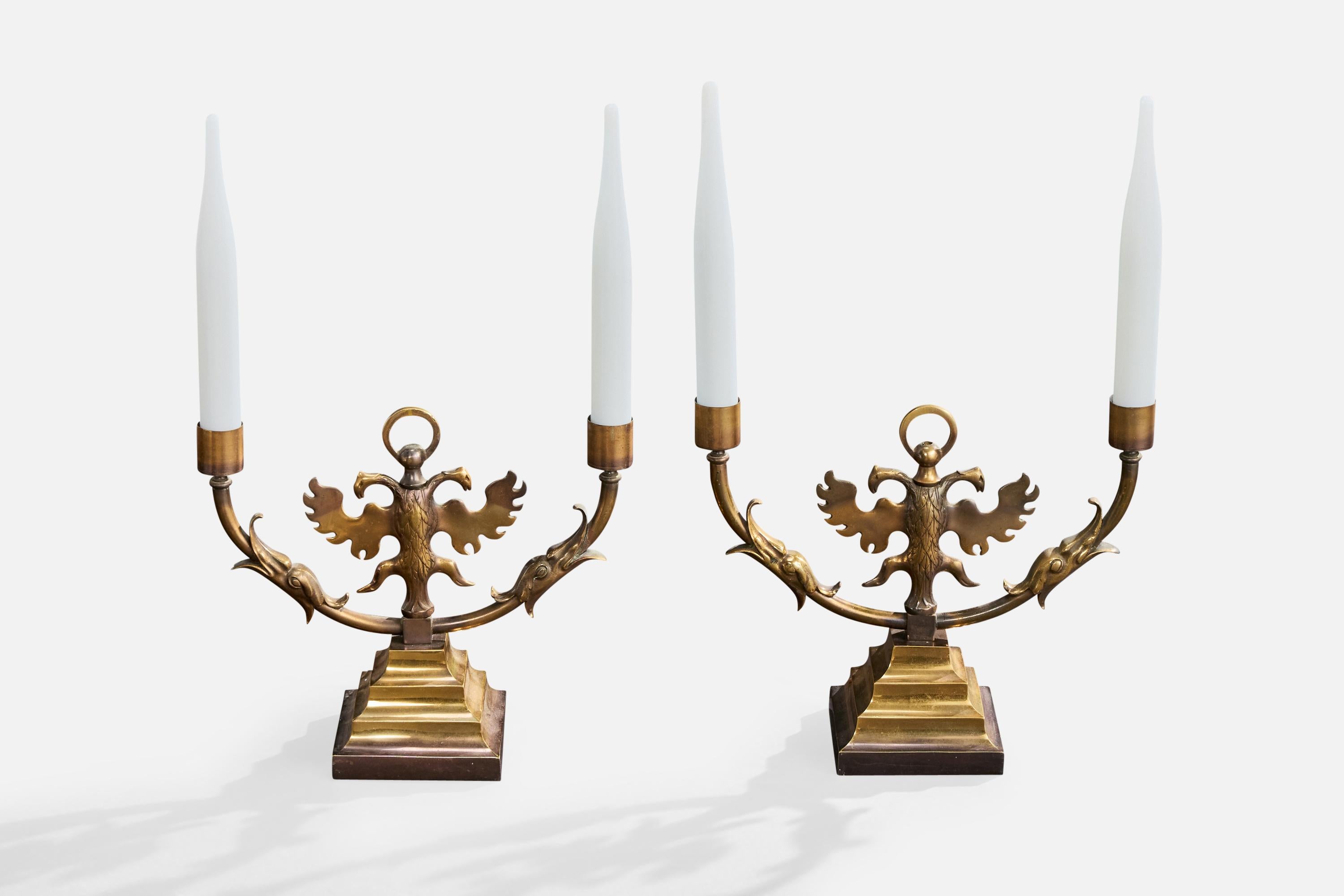 Designer français, lampes de table, laiton, verre, France, années 1950 État moyen - En vente à High Point, NC