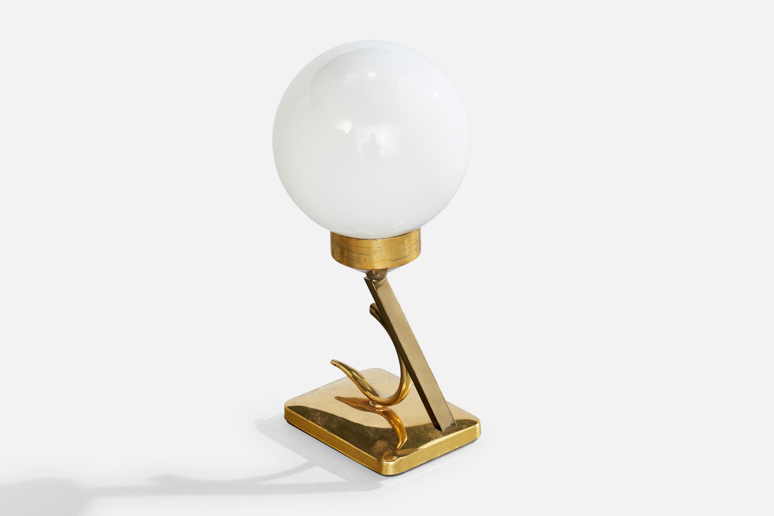 Französische Designerin, Tischlampen, Messing, Glas, Frankreich, 1950er Jahre im Angebot 2