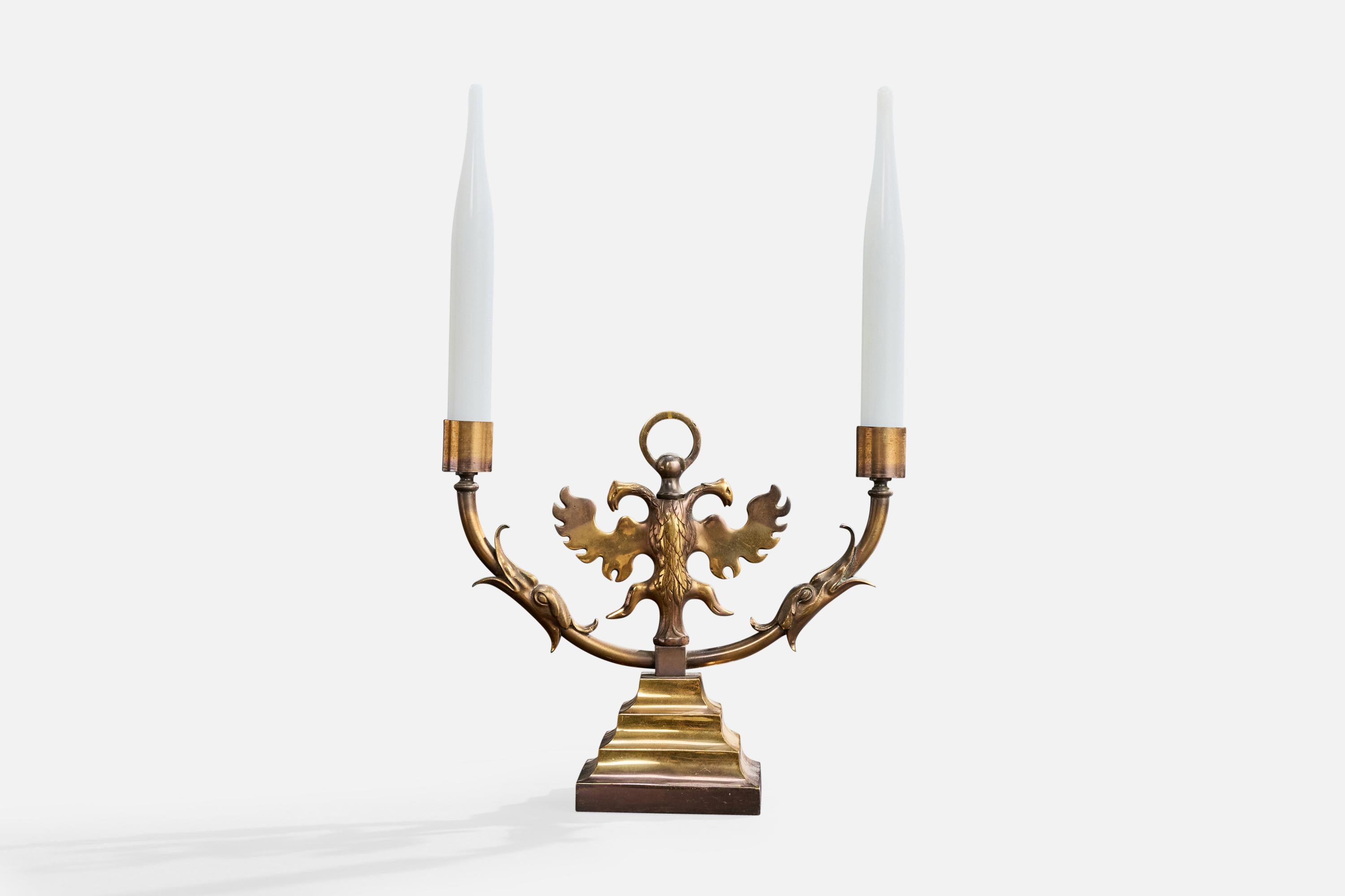 Milieu du XXe siècle Designer français, lampes de table, laiton, verre, France, années 1950 en vente