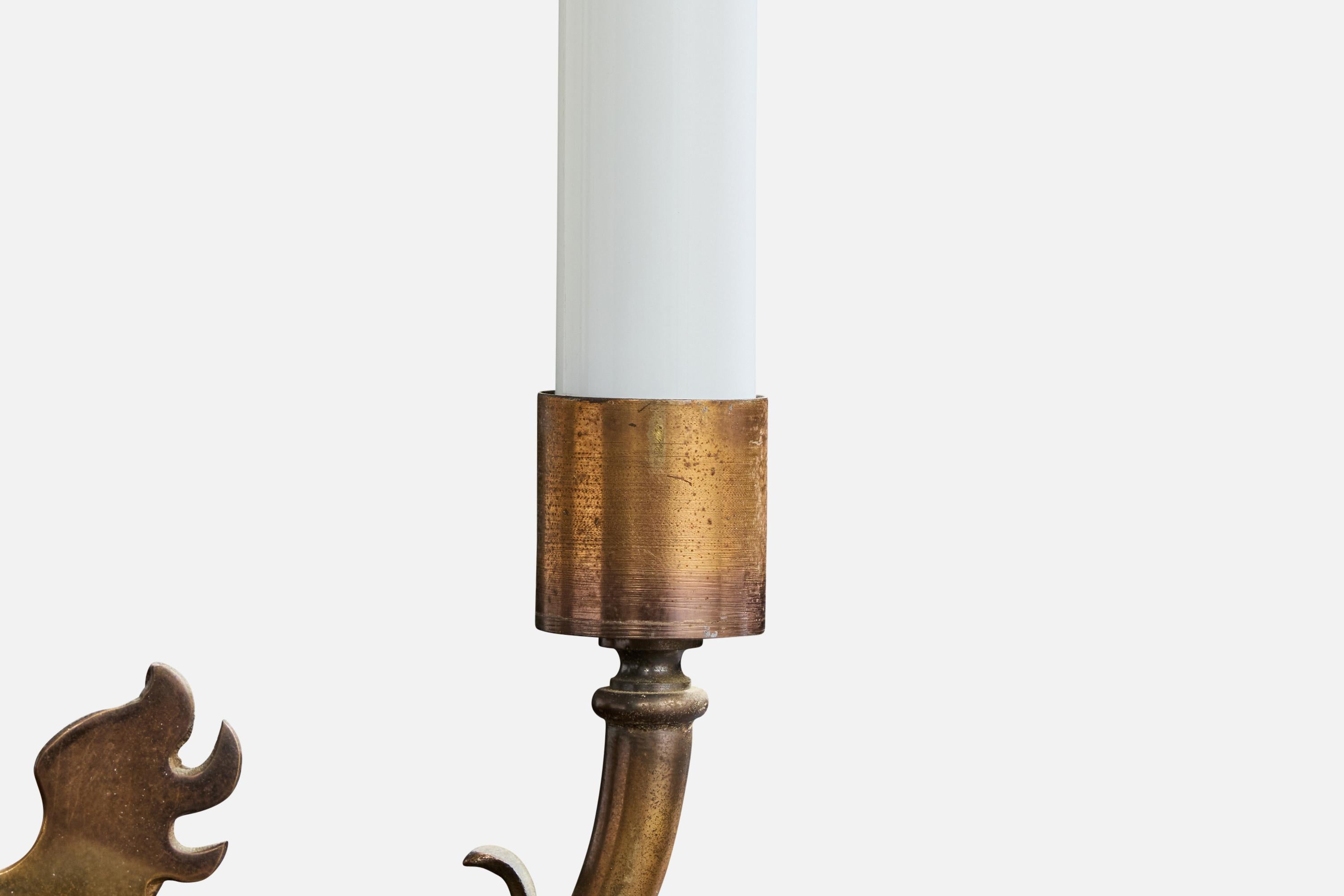 Designer français, lampes de table, laiton, verre, France, années 1950 en vente 2