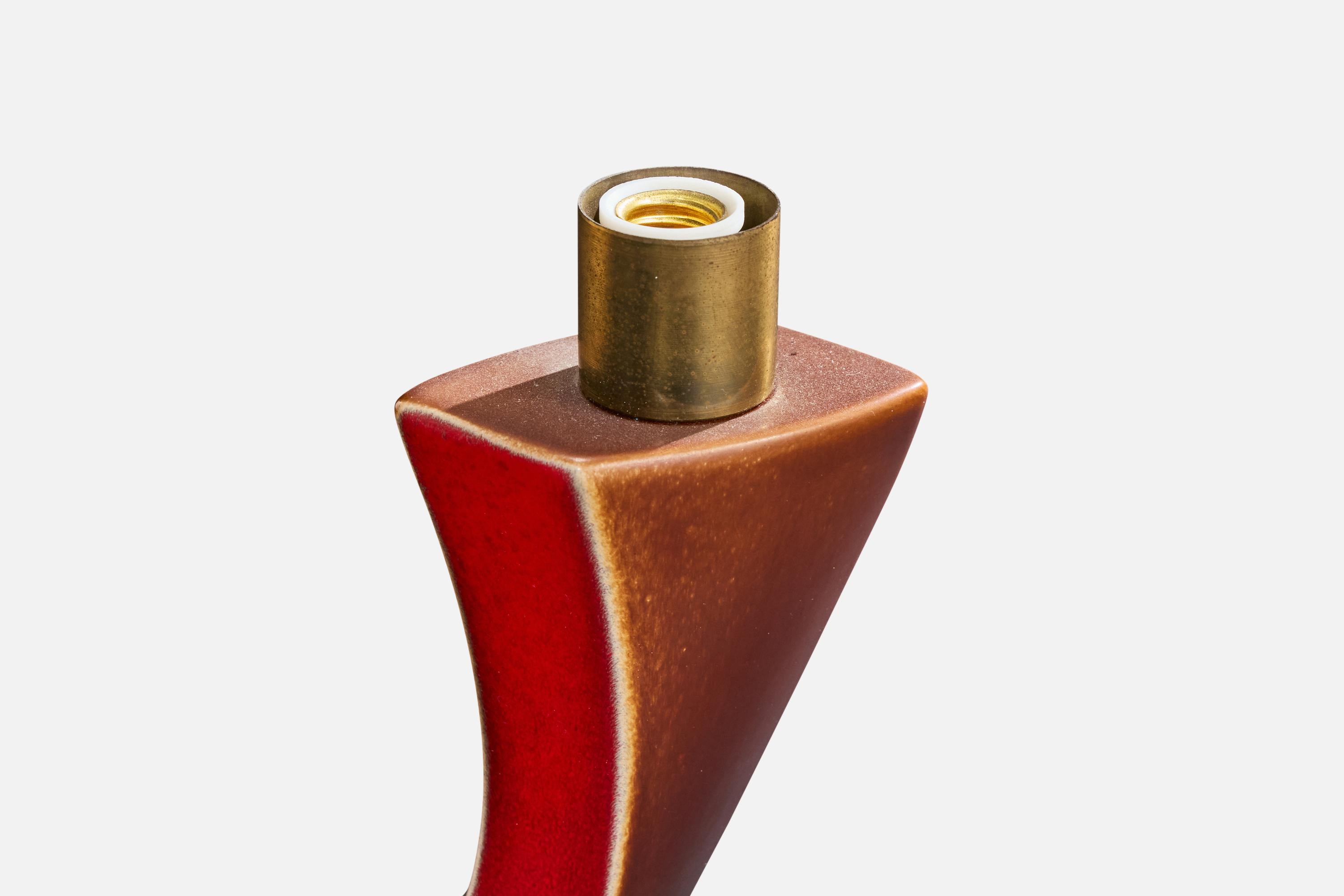 Designer français, lampes de table, céramique, laiton, tissu, France, années 1960 en vente 1