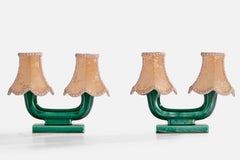 Designer francese, lampade da tavolo, ceramica, tessuto, Francia, anni '50