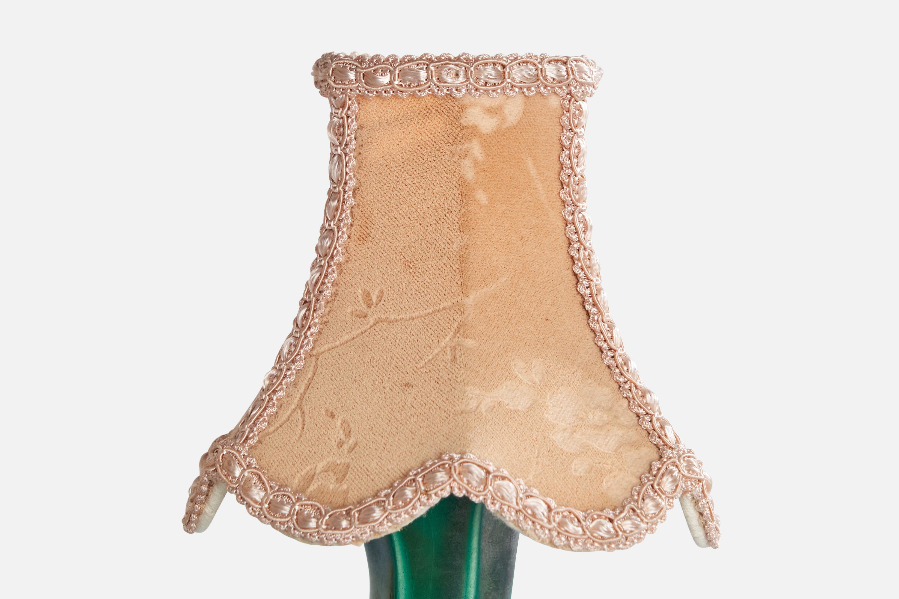 Tessuto Designer francese, lampade da tavolo, ceramica, tessuto, Francia, anni '50 in vendita
