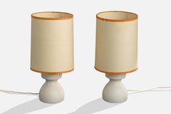 French Designer, Table Lamps, Ceramic, Paper, France, 1960s