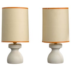 French Designer, Table Lamps, Ceramic, Paper, France, 1960s