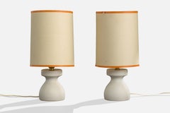 French Designer, Table Lamps, Ceramic, Paper, France, 1960s