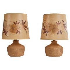 Französischer Designer, Tischlampen, Keramik, Papier, Frankreich, 1970er Jahre