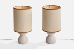 Designer français, lampes de table, céramique, parchemin, France, années 1970