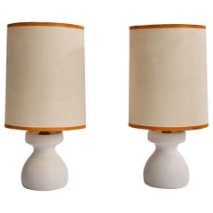 Designer français, lampes de table, céramique, parchemin, France, années 1970
