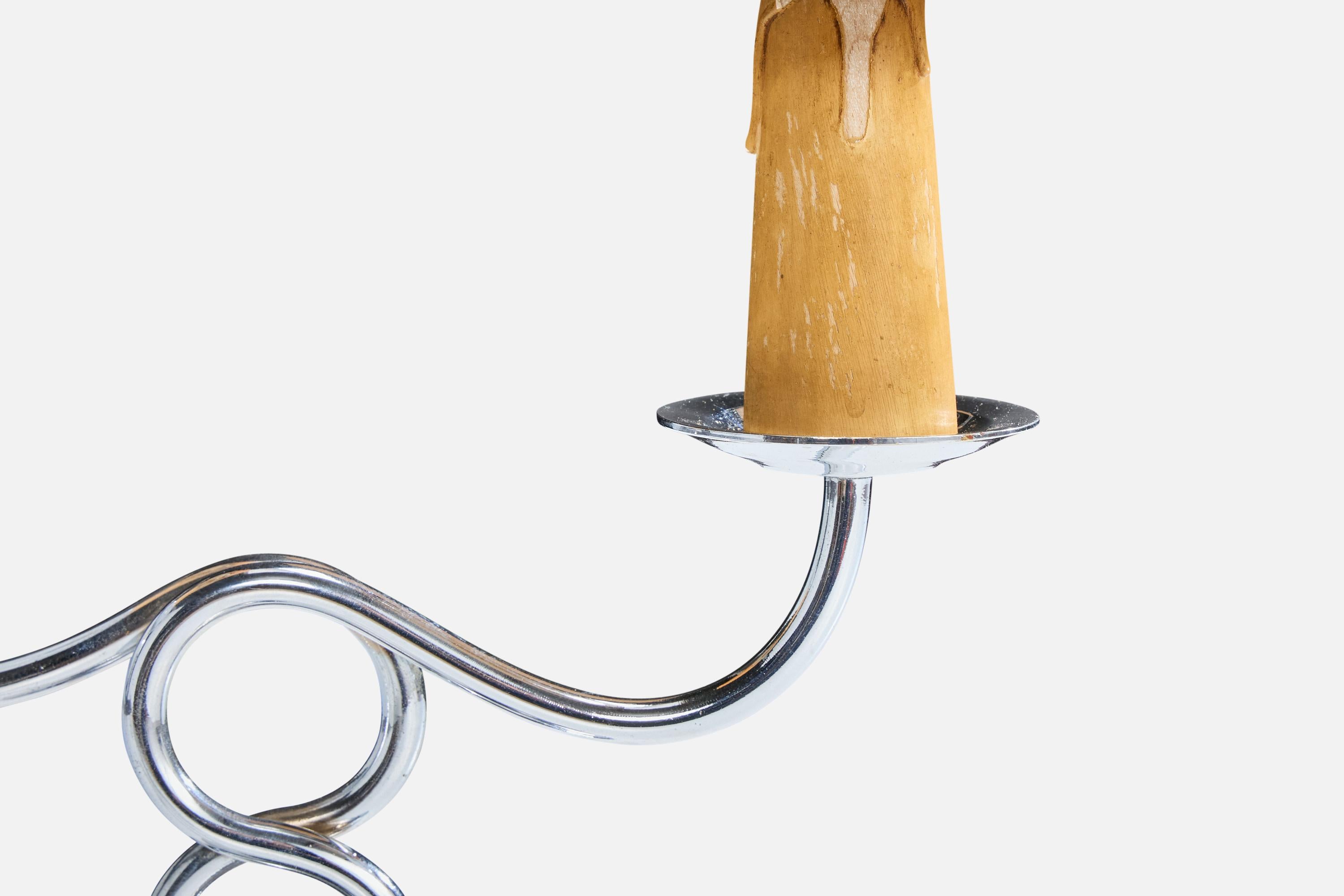 Metà XX secolo Lampade da tavolo di design francese, cromo, bachelite, pergamena, Francia, anni '40 in vendita