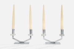 French Designer, Table Lamps, Chrome, Glass, Acrylic, France, 1950s