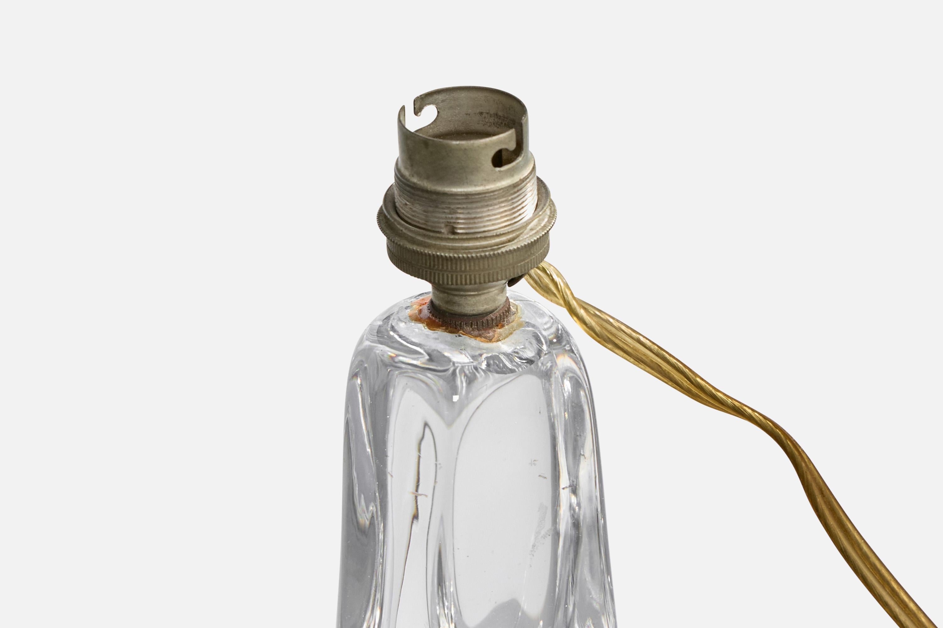 Diseñador francés, Lámparas de mesa, Cristal, Latón, Francia, Años 40 mediados del siglo XX