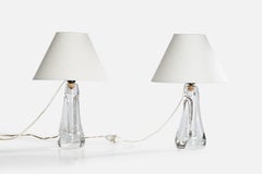 French Designer, Table Lamps, Glass, France, 1950s