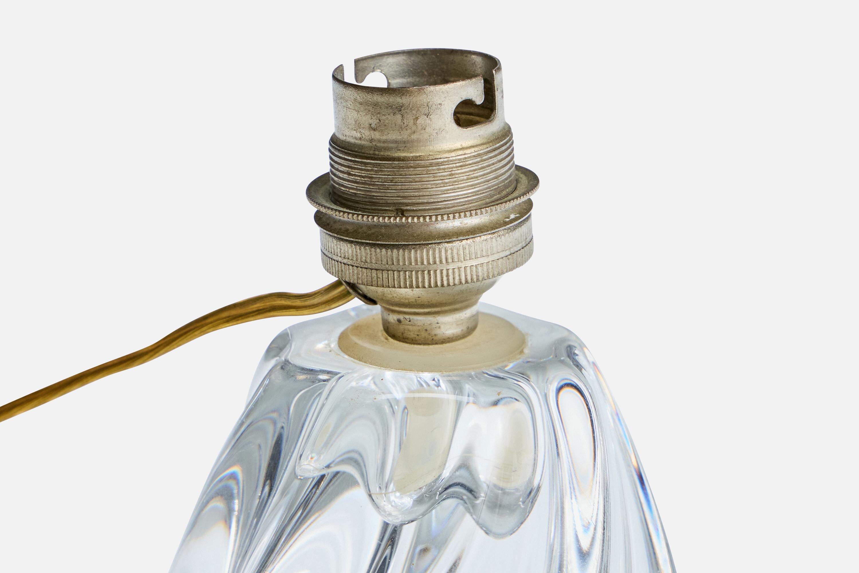 Milieu du XXe siècle Designer français, lampes de table, verre, métal, tissu, France, années 1950 en vente