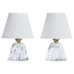French Designer, Table Lamps, Glass, Metal, Fabric, France, 1950s
