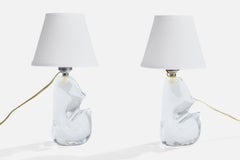French Designer, Table Lamps, Glass, Metal, France, 1950s
