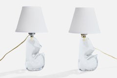 French Designer, Table Lamps, Glass, Metal, France, 1950s