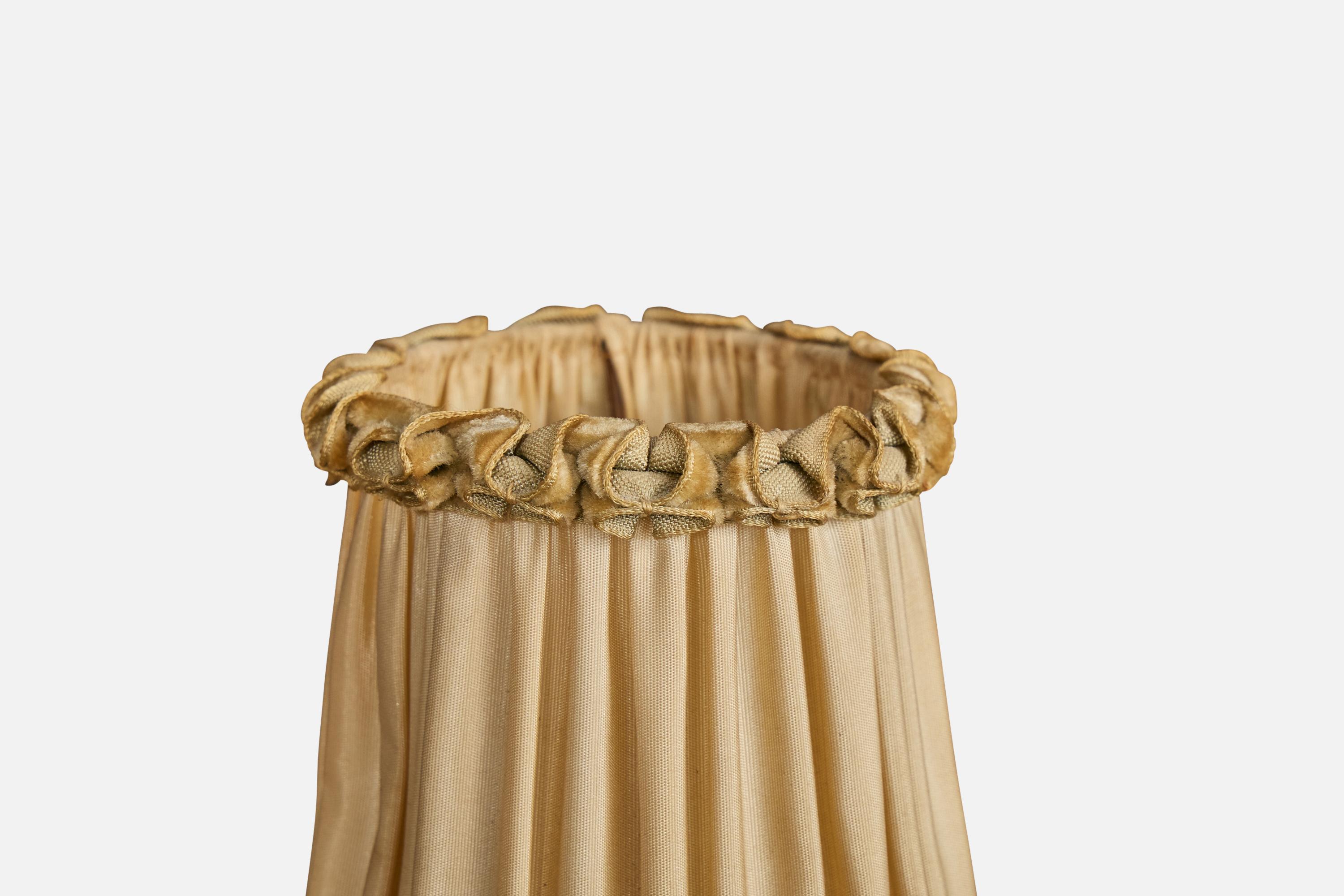 Métal Designer français, lampes de table, métal, tissu, marbre, France, années 1940 en vente