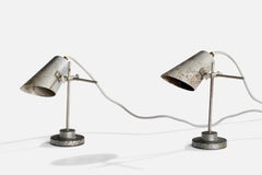 French Designer, Table Lamps, Metal, France, 1930s