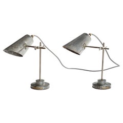 French Designer, Table Lamps, Metal, France, 1930s