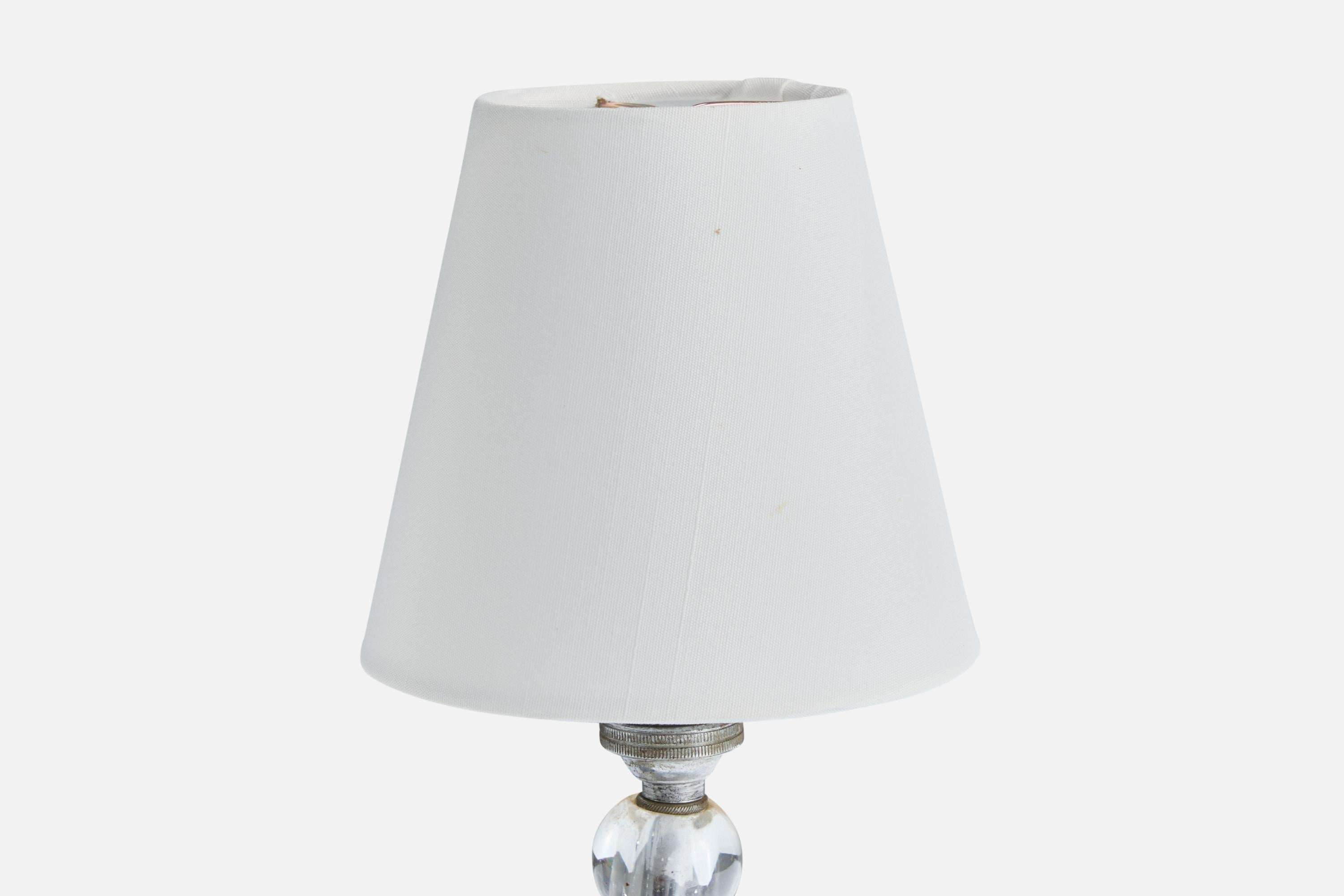 Lampade da tavolo di design francese, metallo, vetro, tessuto, Francia, anni '50 In condizioni buone in vendita a High Point, NC