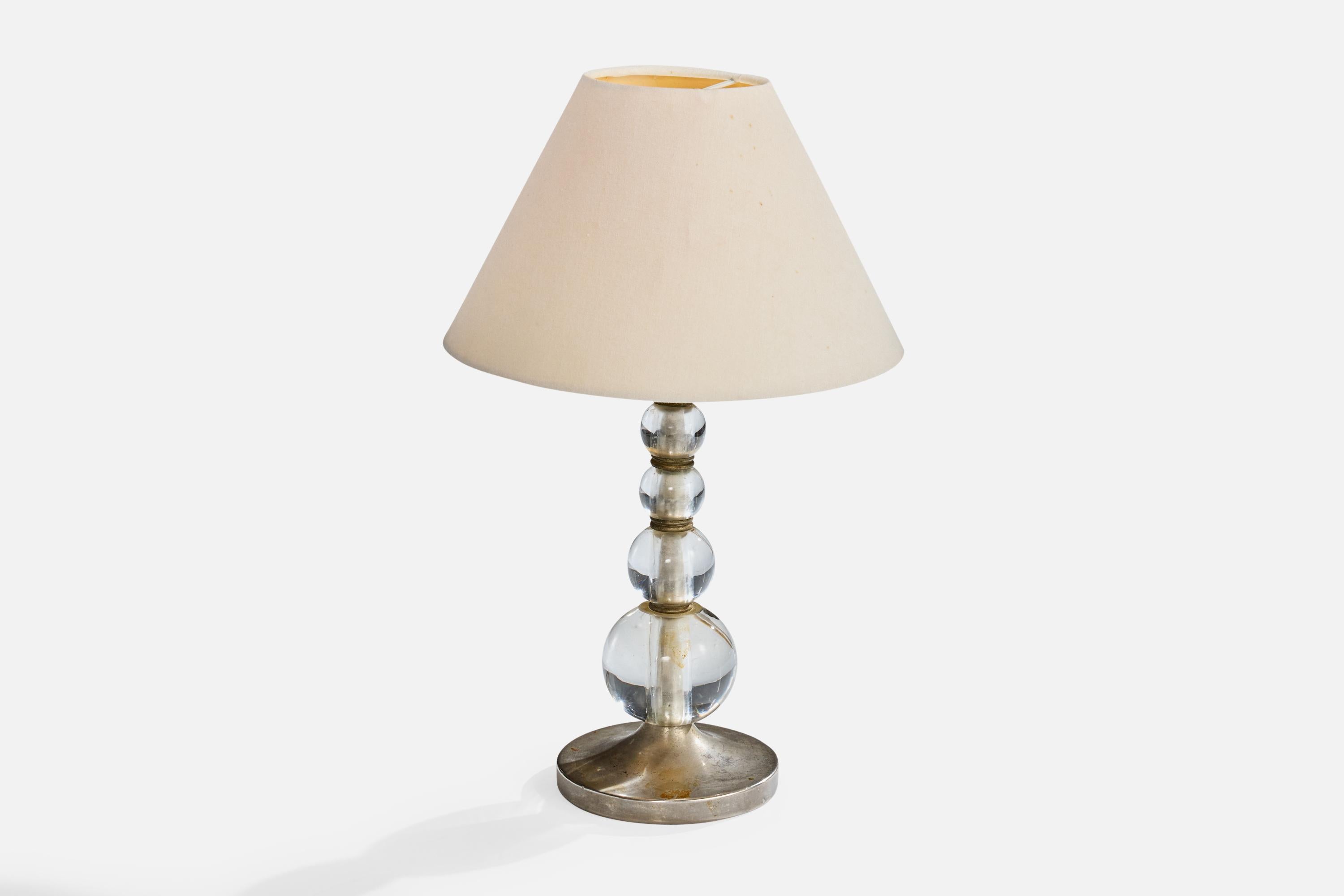 Français Designer français, lampes de table, métal, verre, France, années 1950