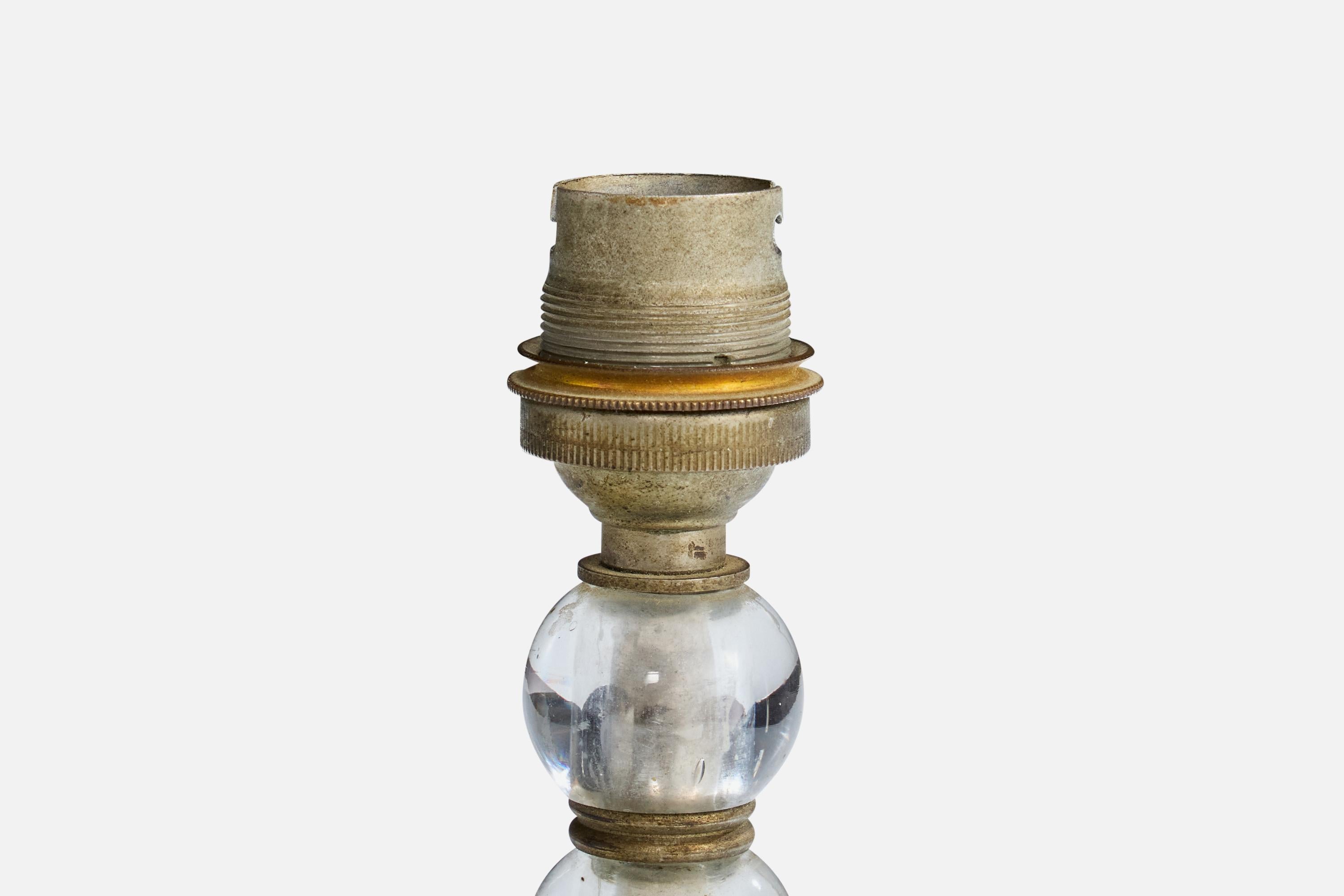 Milieu du XXe siècle Designer français, lampes de table, métal, verre, France, années 1950