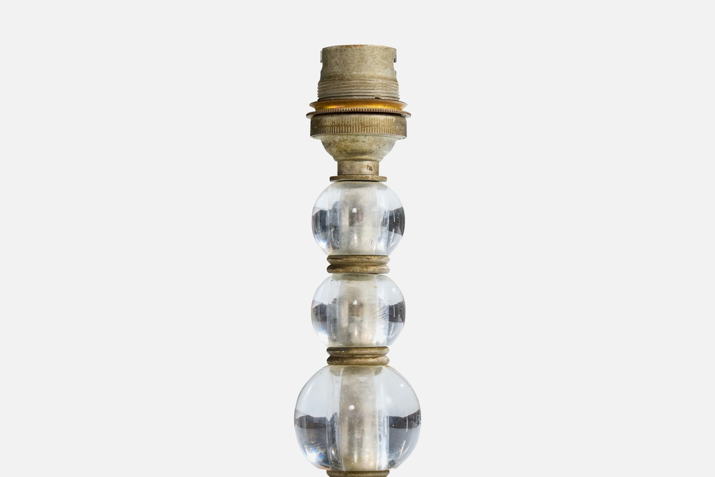 Métal Designer français, lampes de table, métal, verre, France, années 1950