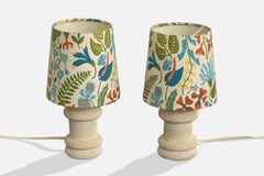 Diseñador francés, Lámparas de mesa, arenisca, tela, Francia, años 70