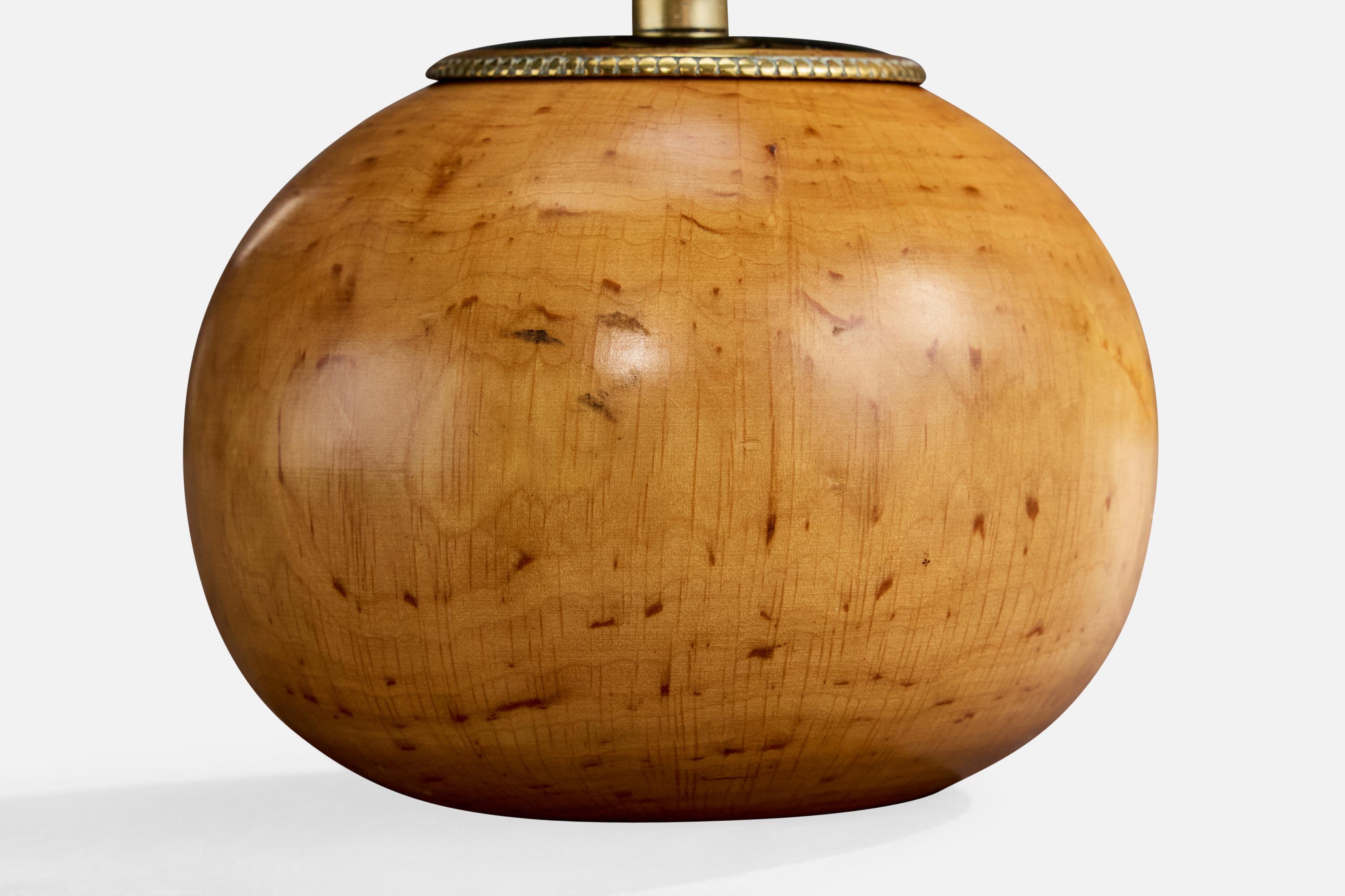 Ottone Lampade da tavolo di design francese, Wood, ottone, Francia, anni '50 in vendita