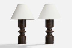 Französische Designerin, Tischlampen, Holz, Frankreich, 1950er Jahre