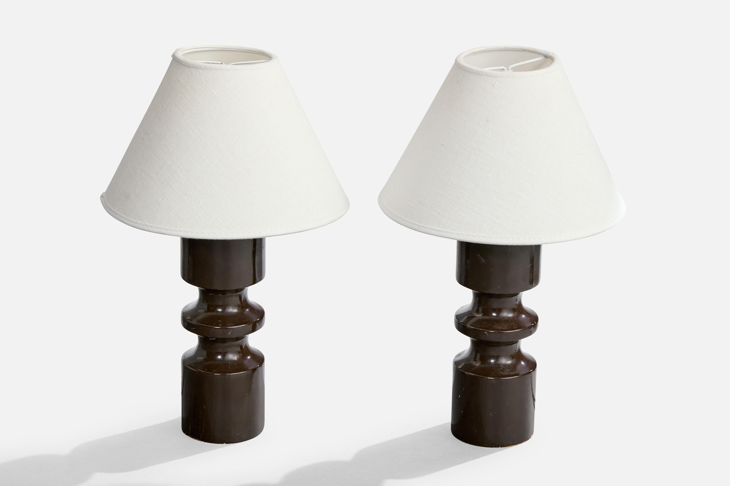 Mid-Century Modern French Designer, Table Lamps, Wood, France, 1950s For Sale