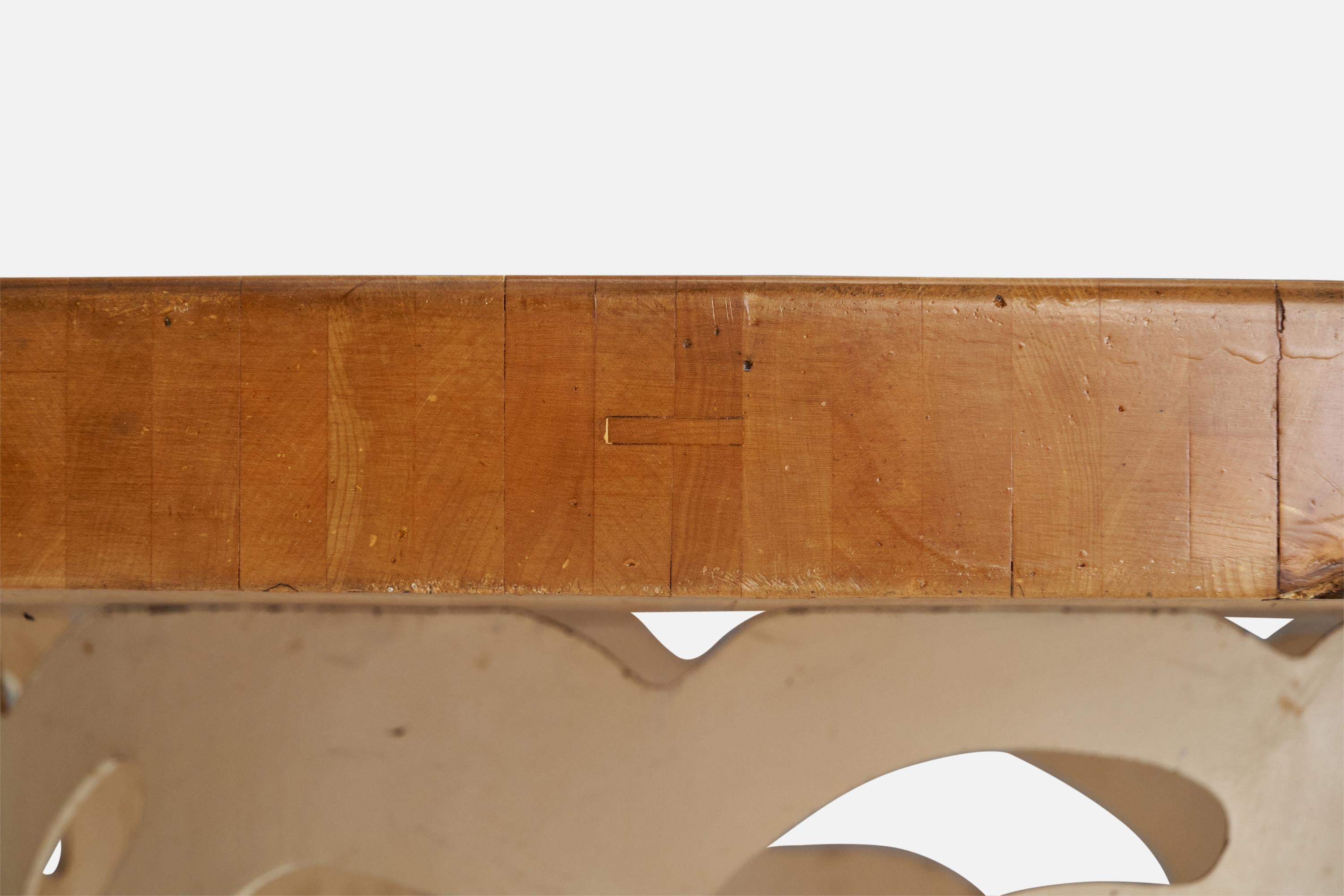 Französischer Designer, Tisch, Metall, Holz, Frankreich, 1960er Jahre im Angebot 5