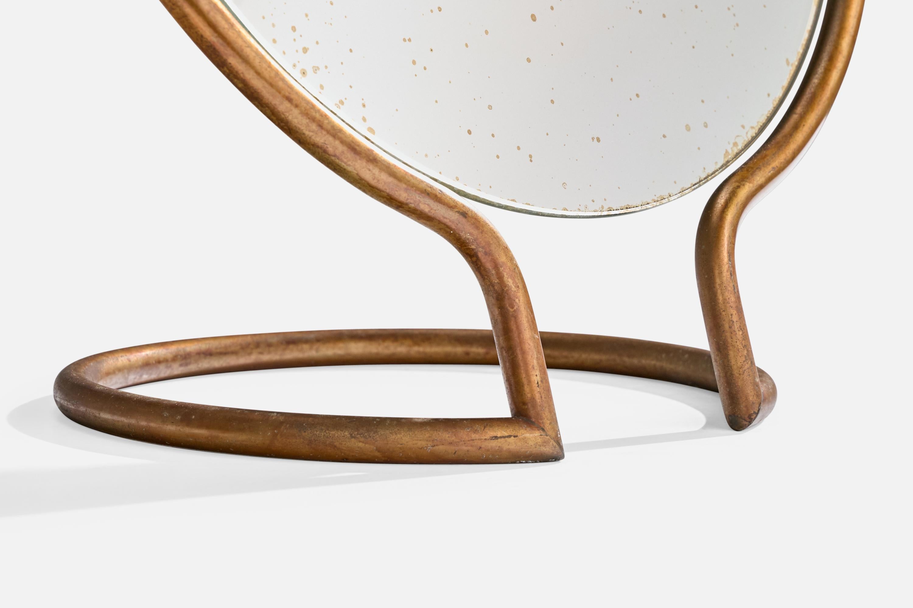 Miroir de table de designer français, laiton, France, années 1930 en vente 4
