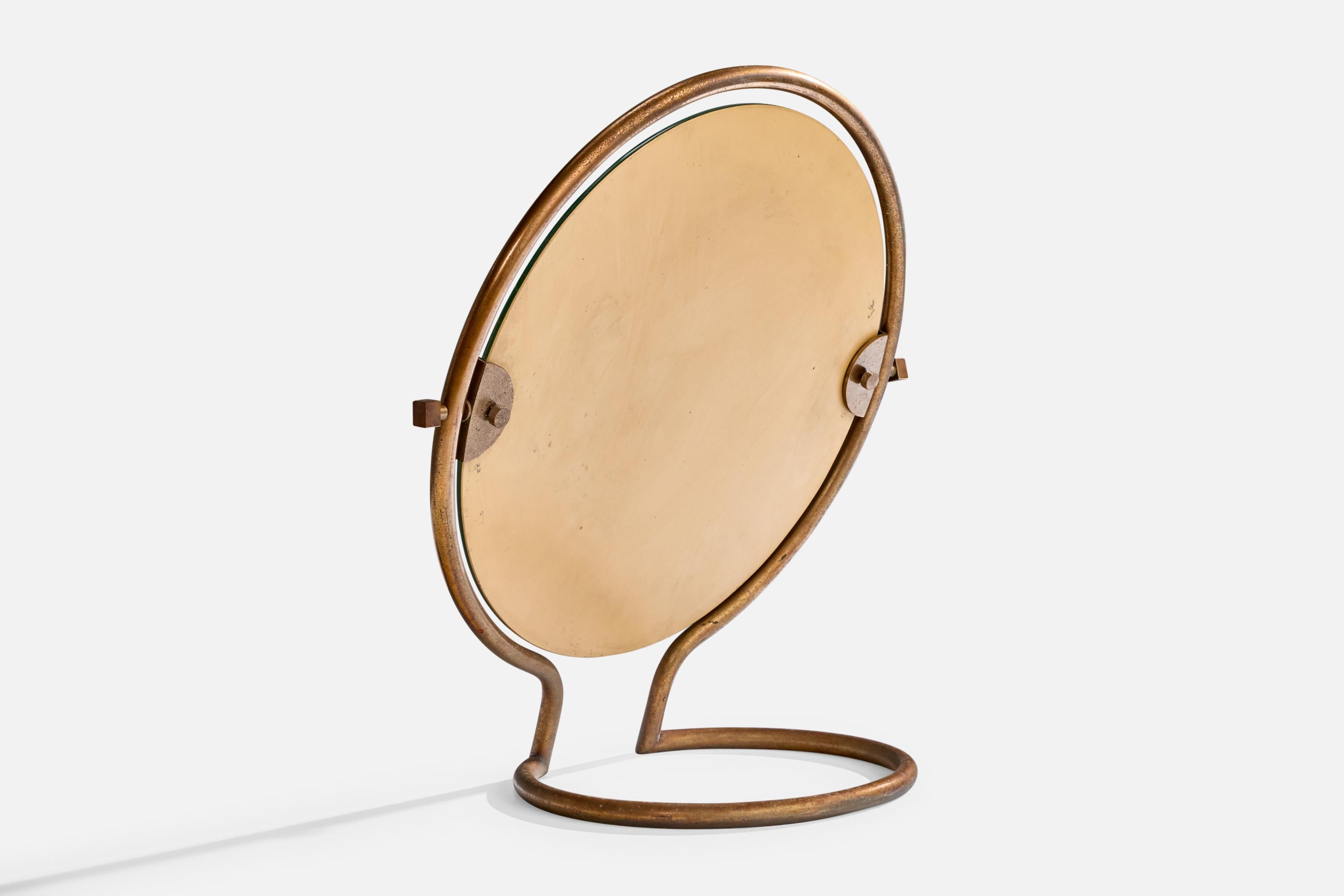 Miroir de table de designer français, laiton, France, années 1930 Bon état - En vente à High Point, NC