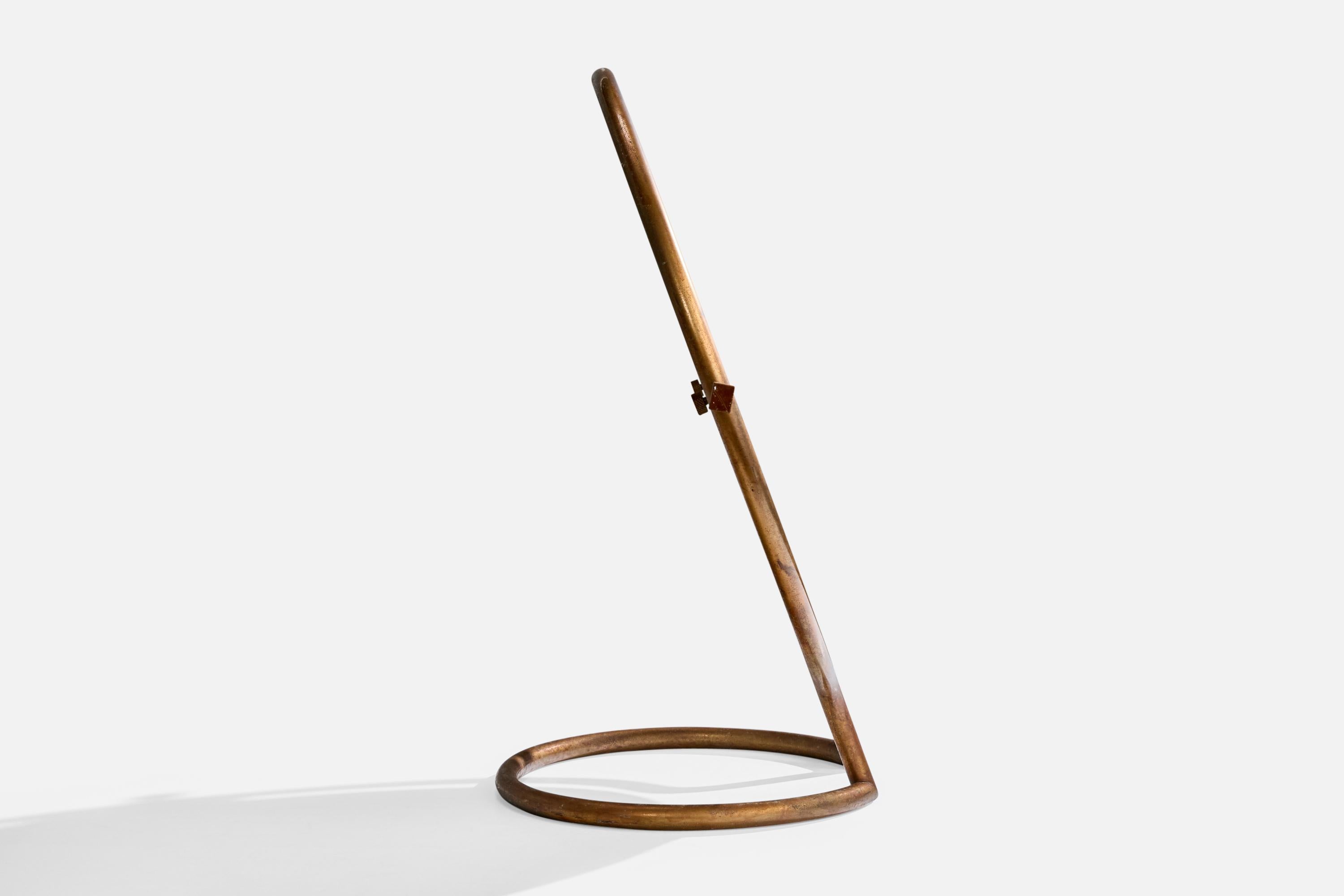 Milieu du XXe siècle Miroir de table de designer français, laiton, France, années 1930 en vente