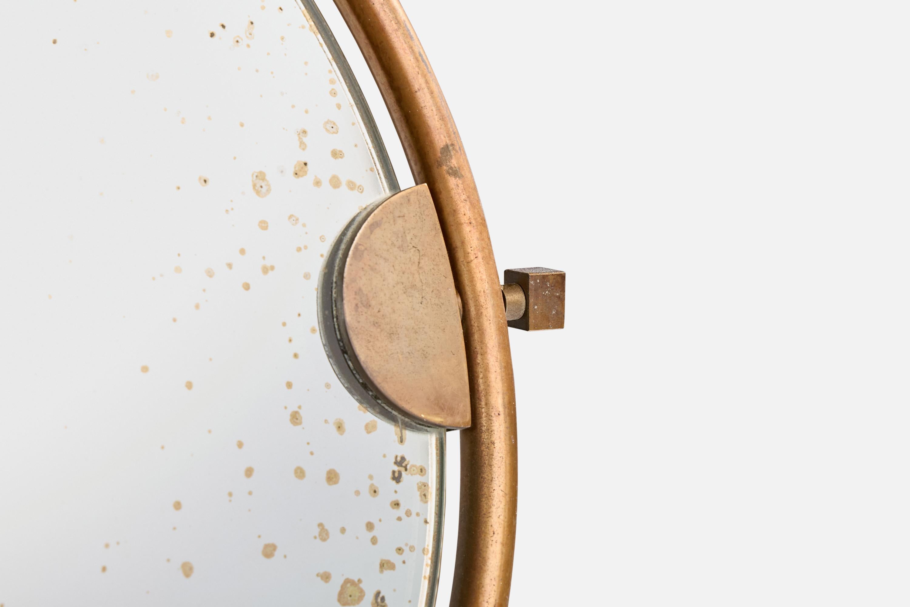 Miroir de table de designer français, laiton, France, années 1930 en vente 1