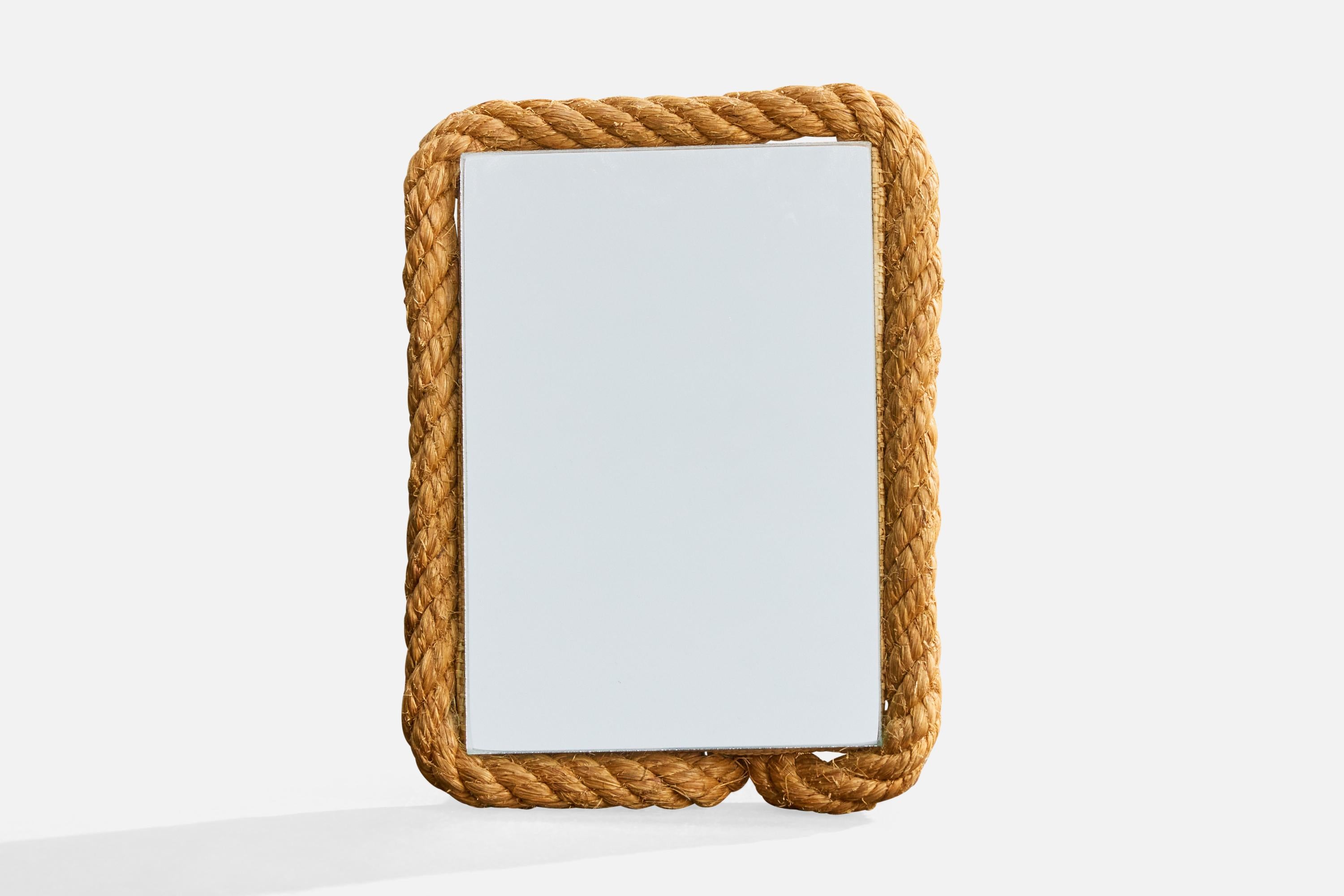 Mid-Century Modern Designer français, miroir de table, corde, France, années 1960 en vente