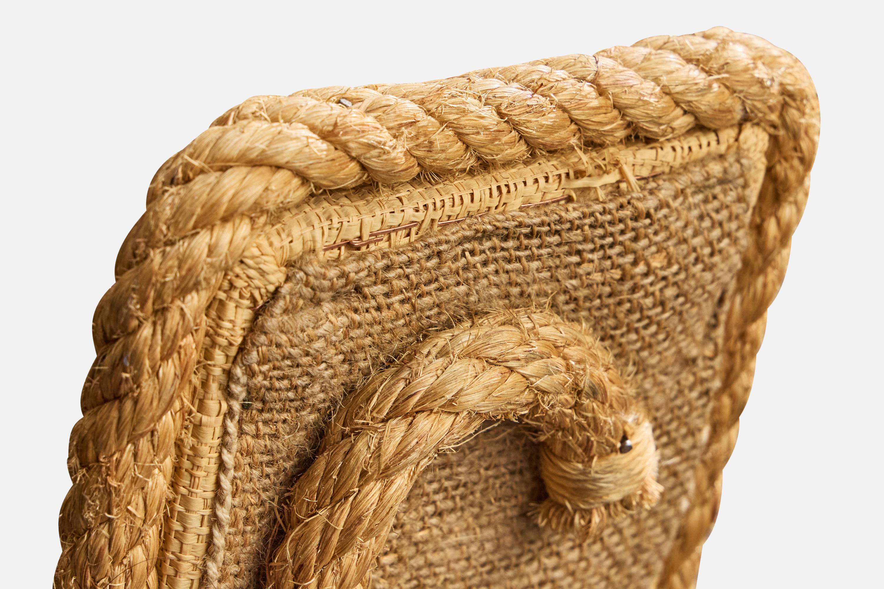 Designer français, miroir de table, corde, France, années 1960 en vente 1