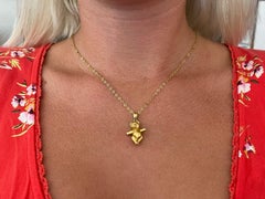 French Designer Teddy Bear Necklace in 18k Yellow Gold
